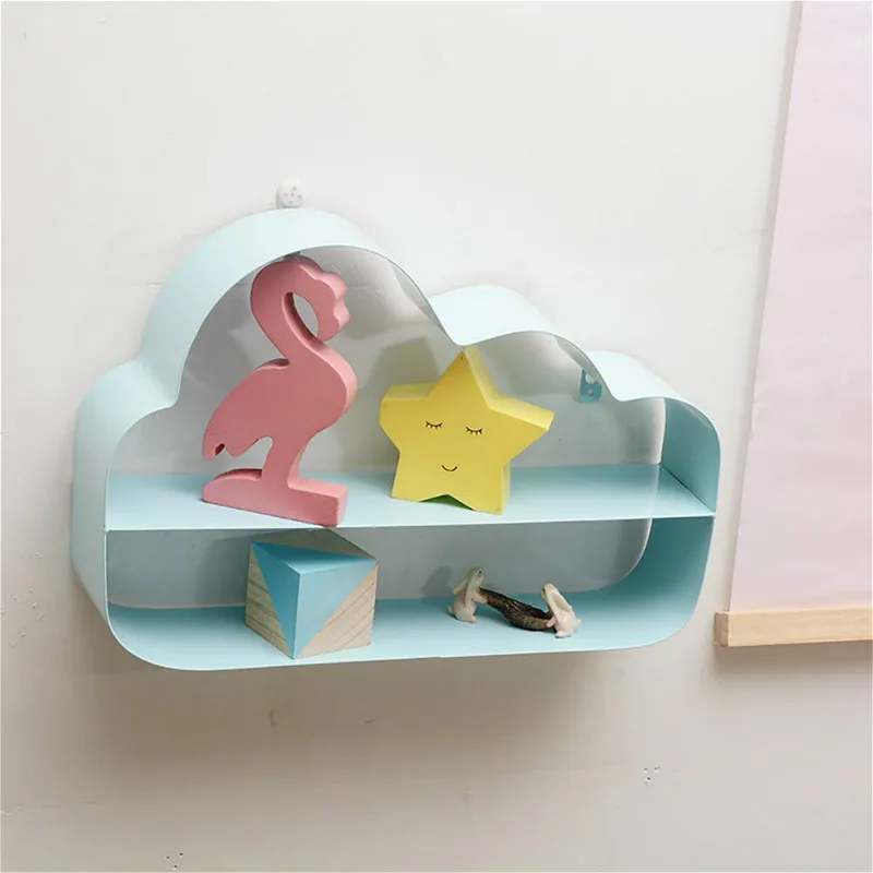 

Nordic Metal Wall Shelves Cloud Shaped Storage Racks Organizer Background Wall Hanging Kids Room Decoration Home Organization