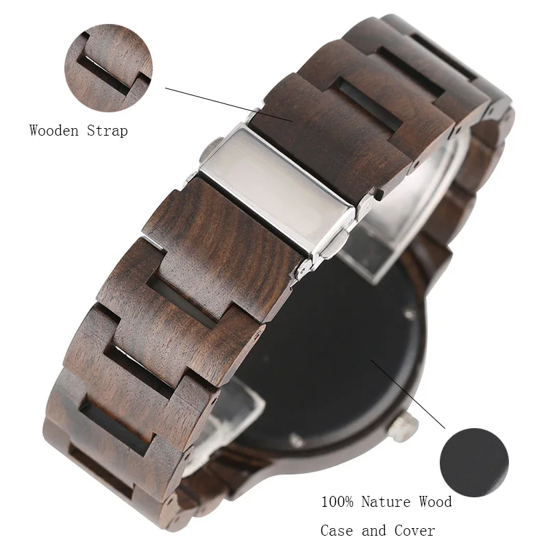 Мужские часы с деревянным ремешком винтажный браслет кварцевые наручные