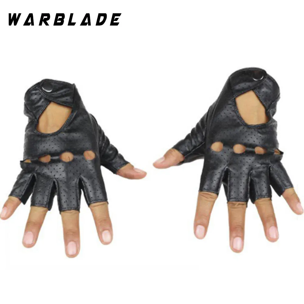 Модные черные женские перчатки WarBLade из искусственной кожи на полпальца для