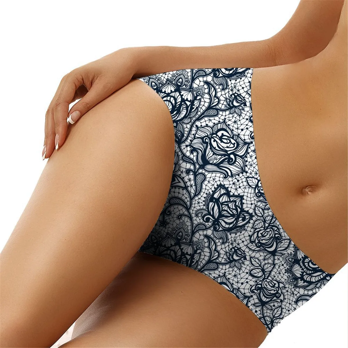 G-стринги женские трусы сексуальные средняя талия 3D кружевные черные трусики