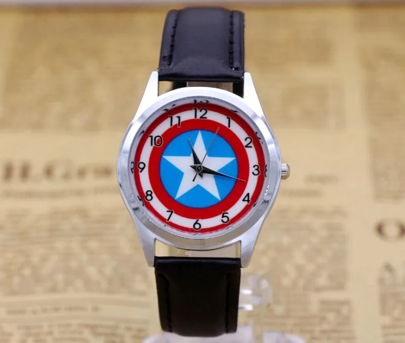 Модные часы с капитаном Америкой Кварцевые детские для мальчиков и девочек