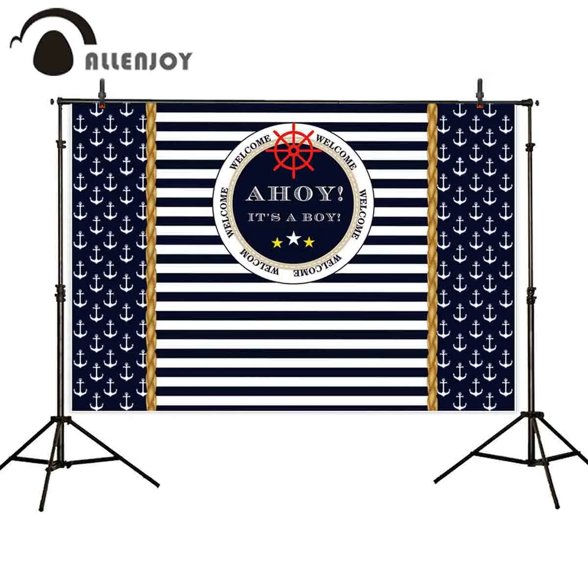 Allenjoy photo backdrop Anchor navigation stripe Holy Communion birthday photobooth photocall background new shoot | Электроника