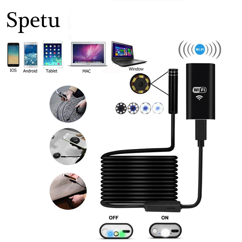 Speedu Wifi эндоскоп камера HD 720P USB бороскоп эндоскопическая Мини водонепроницаемая