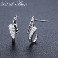 black awn trendy silver color earrings engagement stud earrings for women fashion jewelry t197