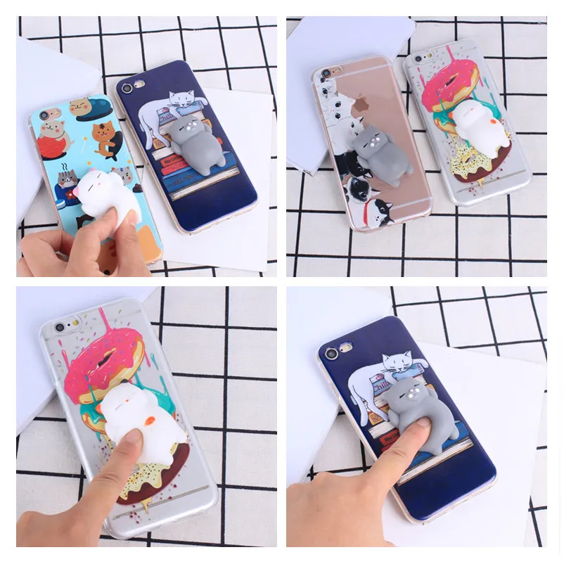 Мягкий силиконовый чехол для снятия стресса iPhone 6 S милый 7 Plus 5 5S SE |