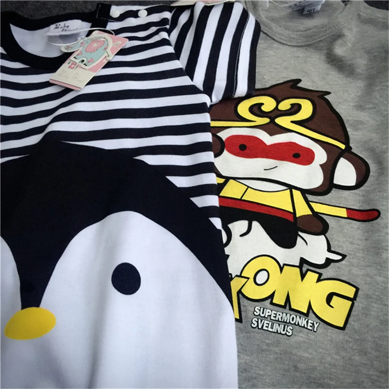 Хлопковые детские комбинезоны с рисунком животных и обезьяны одежда для