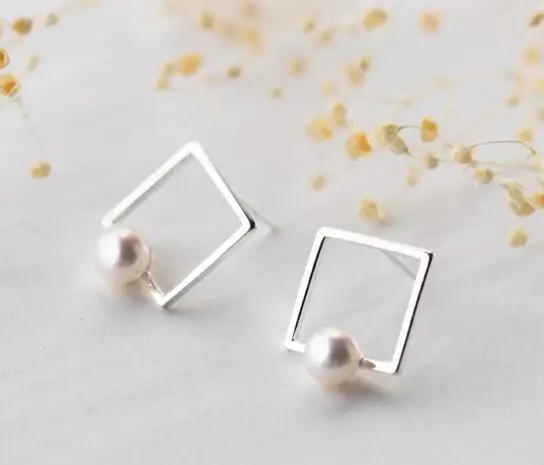 Реальный. Женские серьги гвоздики с натуральным пресноводным жемчугом|pearl stud