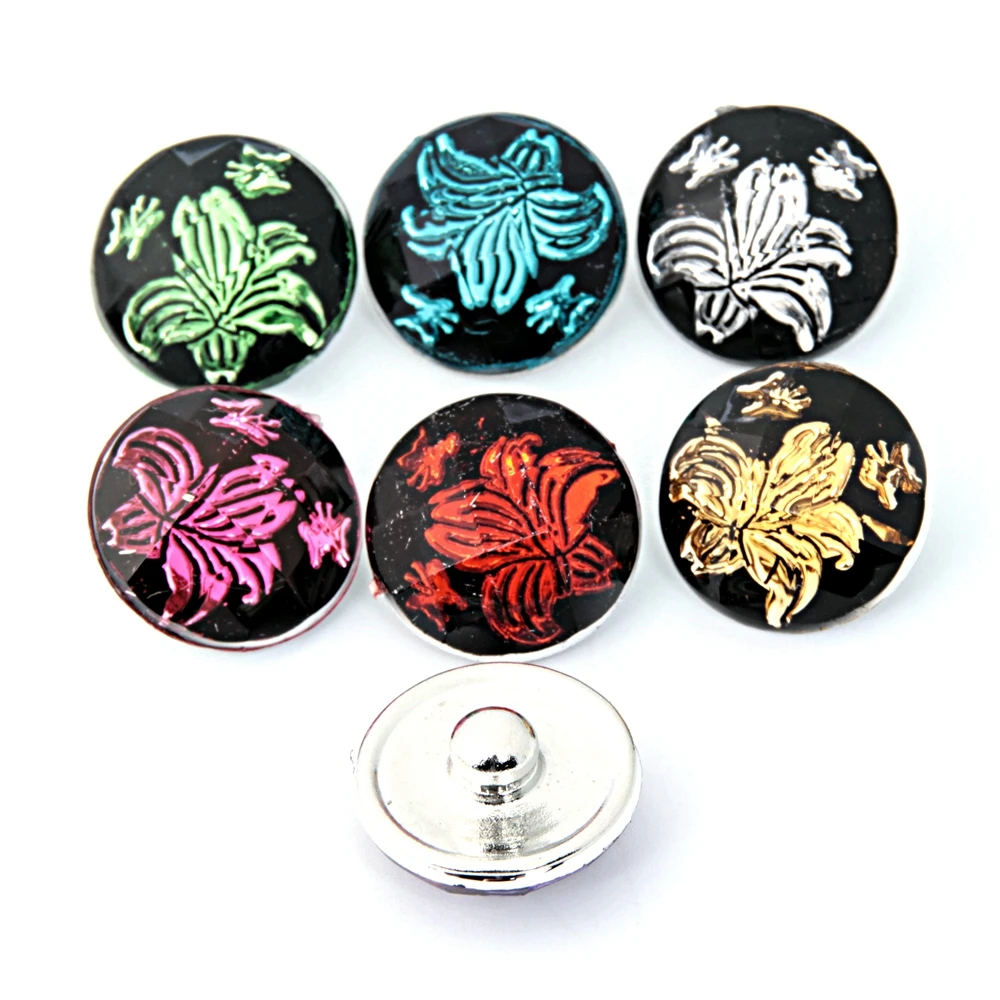 

Hot sale Fashion NS0019 10pcs mixed 18mm Flowers resin snap buttons fit DIY charm snap bracelet necklace jewelry wholesale