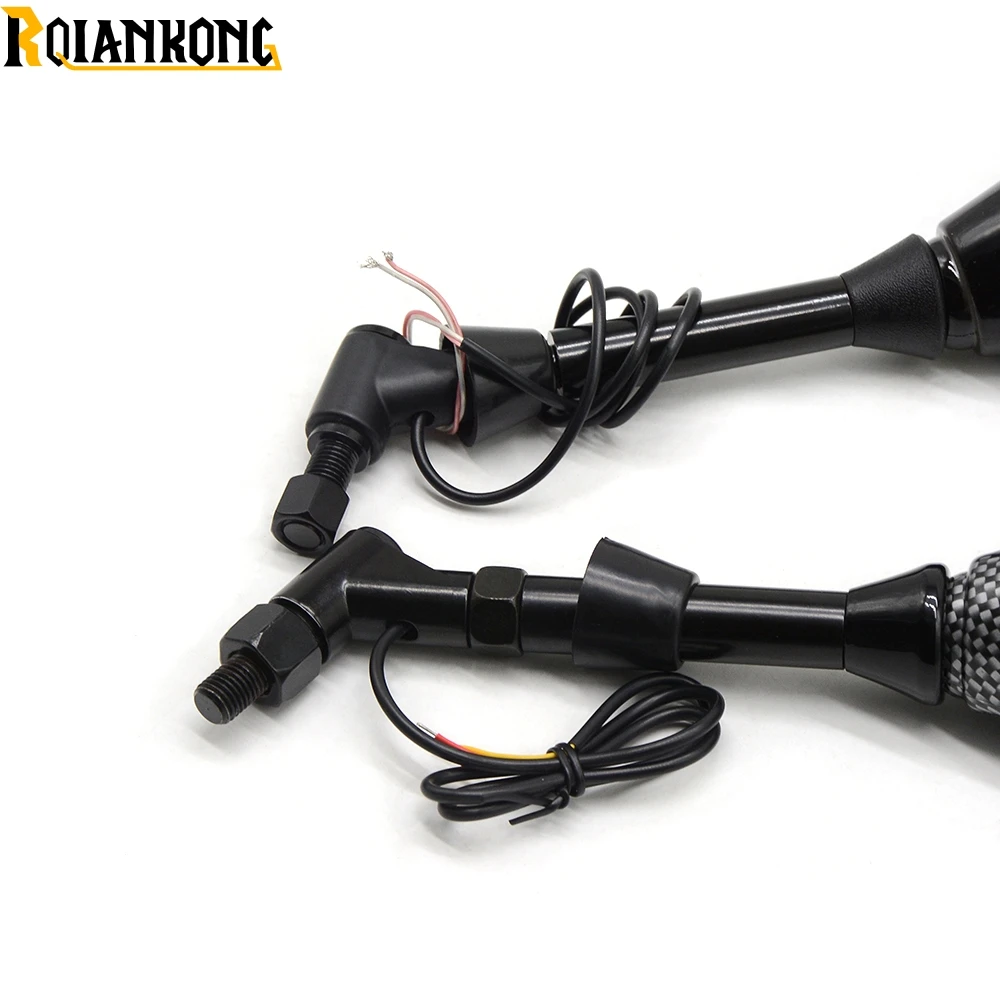 8 мм 10 мотоциклетные Светодиодные поворотники Зеркала из углеродного волокна для