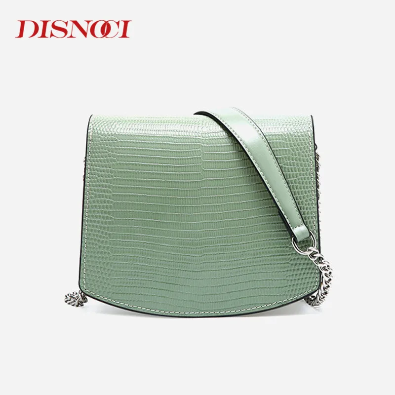 Genuine Cow Leather Luxury Chains Shoulder Bag Women Design Lizard Pattern Buckle Messenger Bags Summer Mini Square | Багаж и сумки