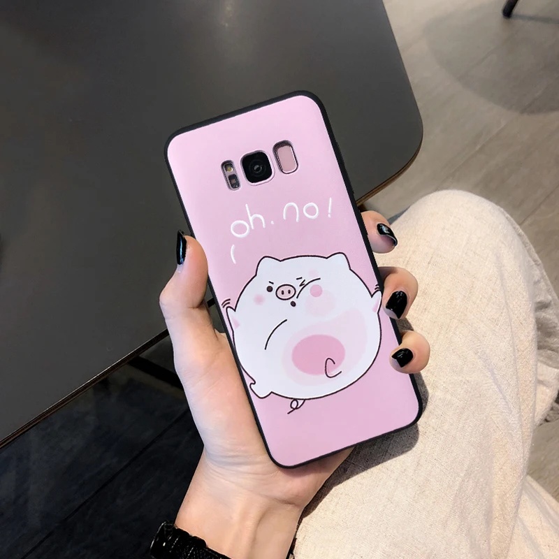 YHBBCASES для samsung Galaxy S8 S9 S10 Plus 3D рельефный мягкий чехол с мультяшным рисунком Note 8 9 A8S C9