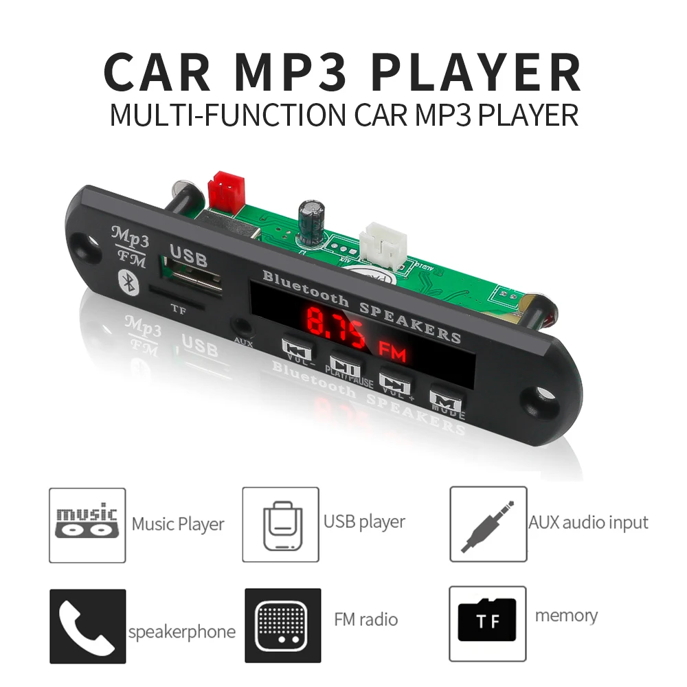 Автомобильный Mp3 плеер с Bluetooth 5 В 12 в громкая связь Плата декодера поддержка