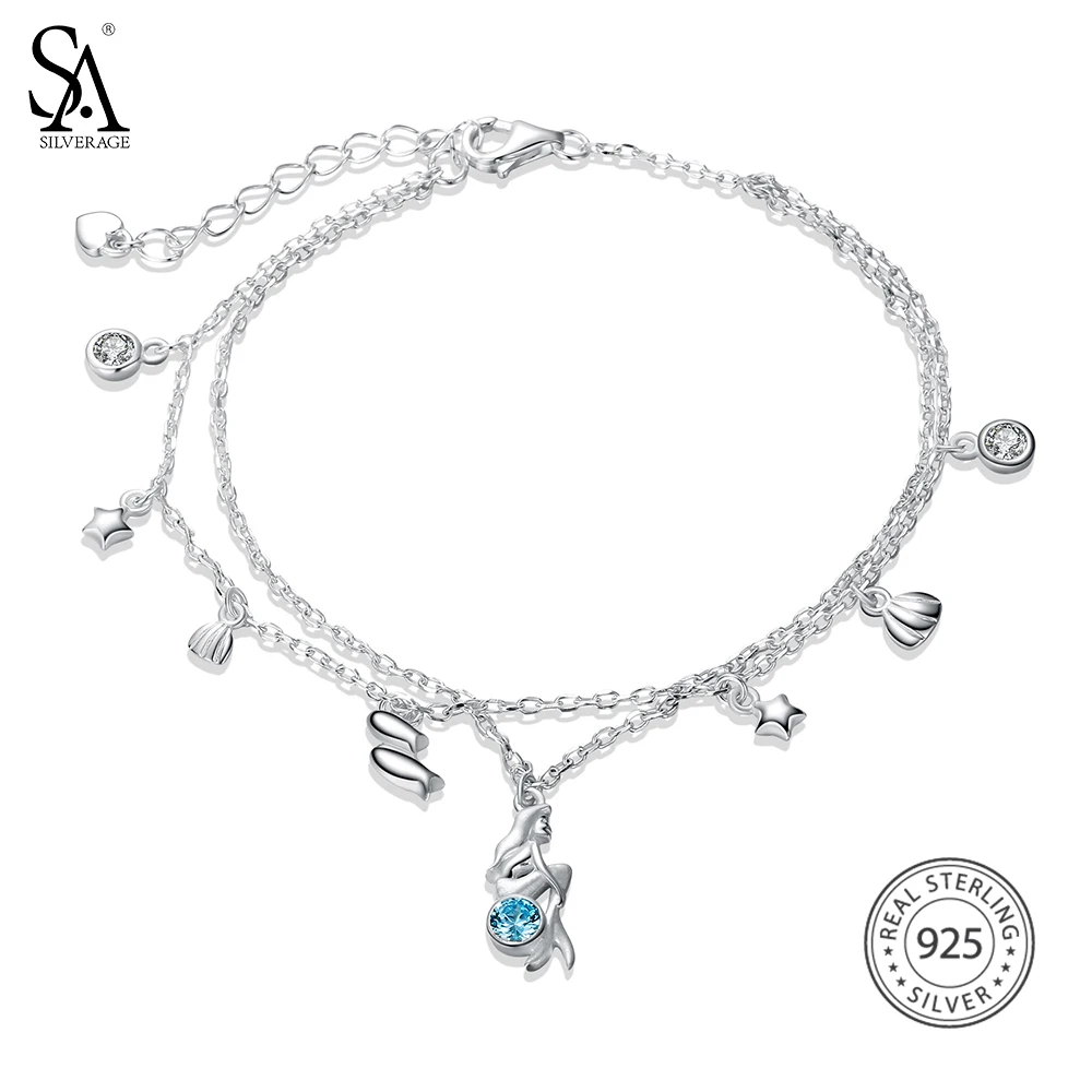 Женский двухслойный браслет из серебра 925 пробы|bracelet designer|bracelets forbracelet for two |