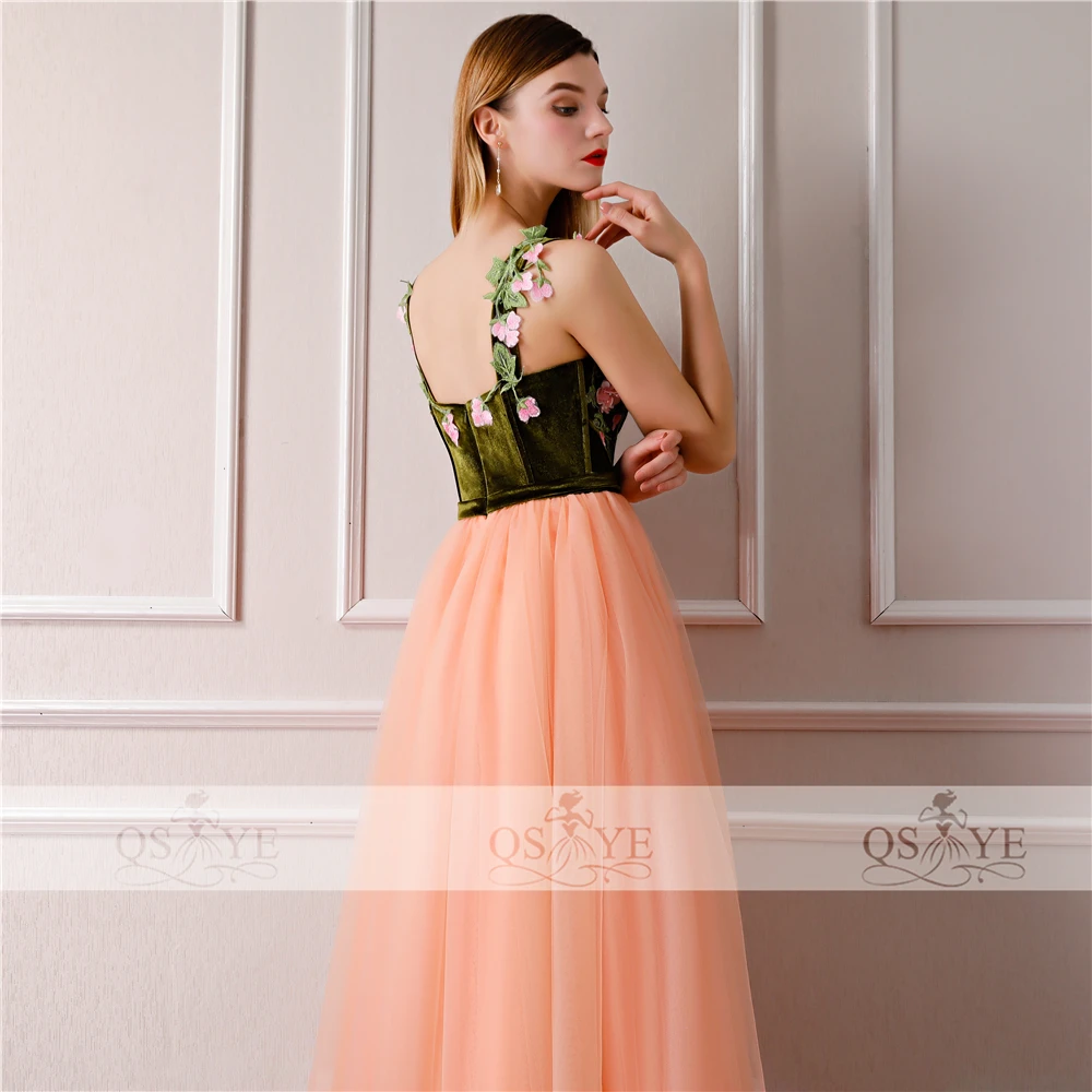 QSYYE 2018 винтажные Длинные Выпускные платья Robe de Soiree 3D цветочное розовое Тюлевое