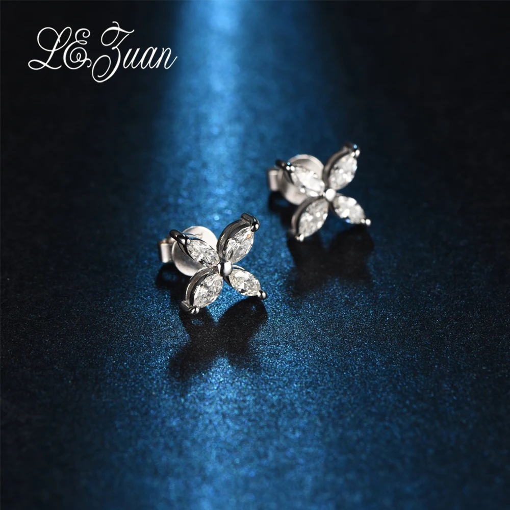L & Цзуань Новый 0.56ct Серьги с алмазами для Для женщин 18 К Платиновые шпильки