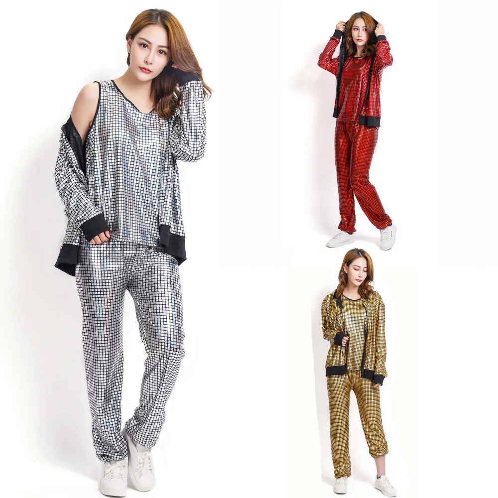 Костюмы в клетку для взрослых и детей золотистые серебристые красные лазерные