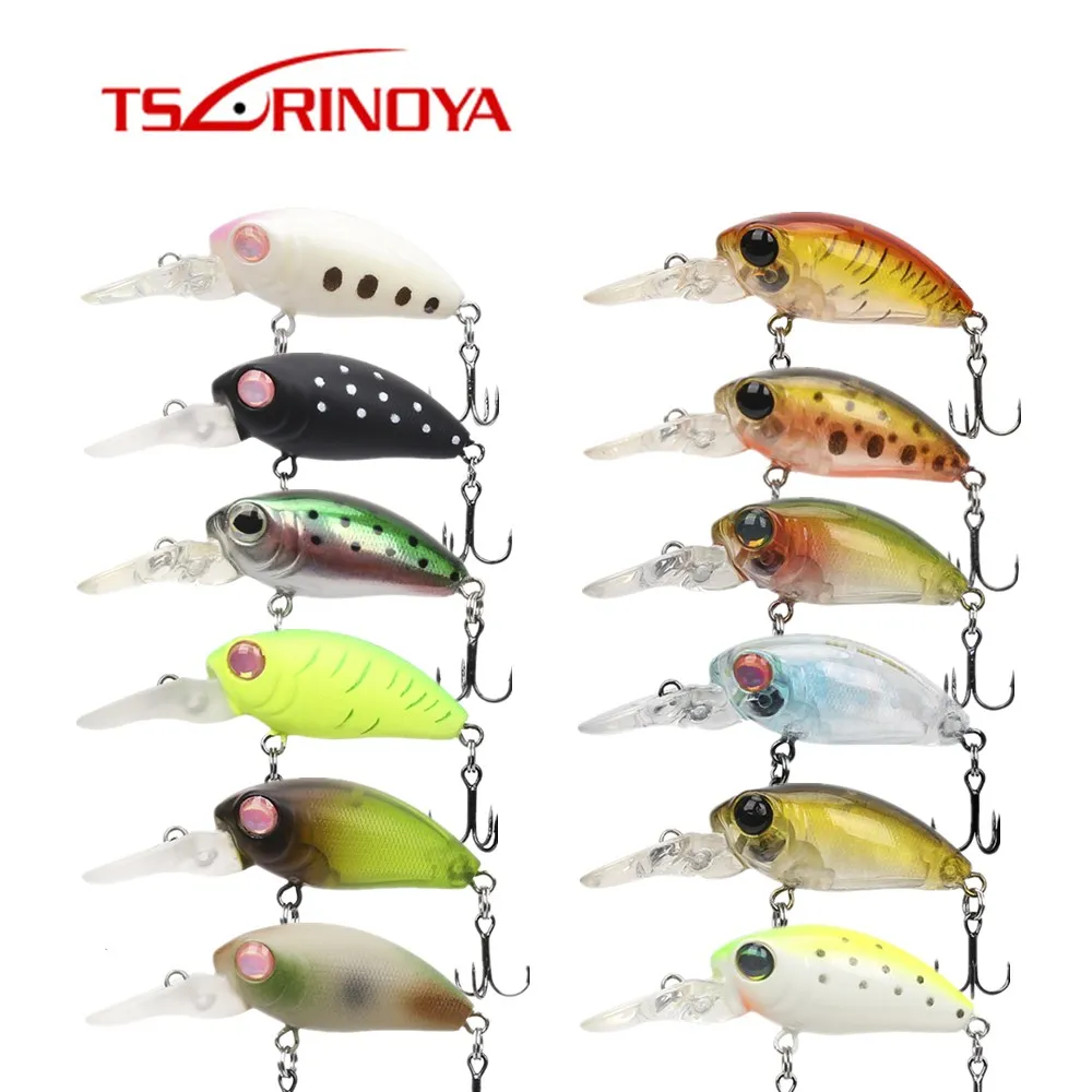

TSURINOYA Crank Bait 32mm 2.7g Fishing Lures Treble Hooks Diving Depth 1.8m Fibrillation Swimming Isca Artificial Hard Wobblers