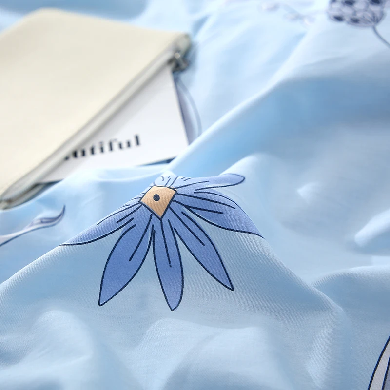 Светло голубой пододеяльник с принтом одеяло/одеяло чехол 100% хлопок мягкий на