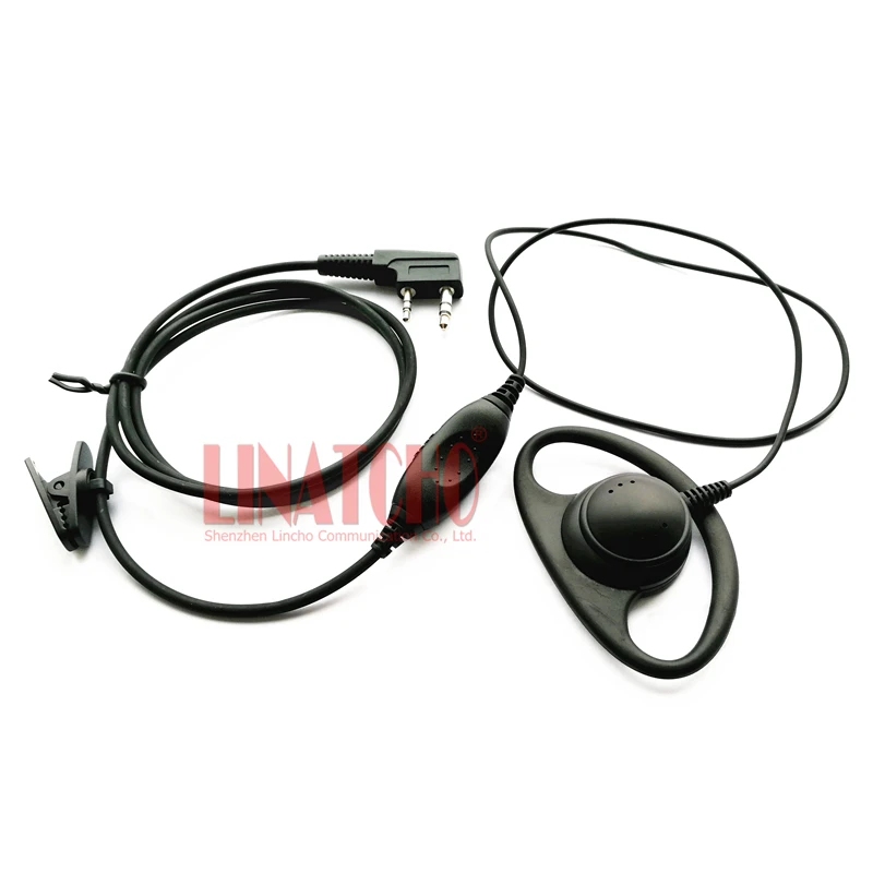good quality D shape PTT VOX mic walkie talkie interphone professional earphone earhook universal K-Type