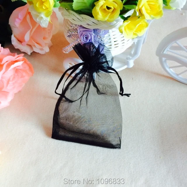 

9x12 см Bolsita de органза Negra, черный чехол из органзы, марлевый пакет для упаковки ювелирных изделий, 100 шт./лот