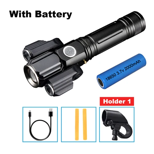 Holder 1 battery NEWBOLER регулируемый угол велосипедный фонарь MTB велосипедный передний светильник 3 светодиодный T6 флэш-светильник USB зарядка велосипедный фонарь с 18650 батареей фонарь - Цвет: Holder 1 battery