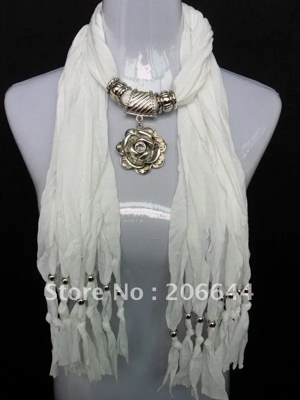 

Fashion women scarf shawl pendant scarf Necklace jewelry scarves rose + crystal pure color lady scarf free shipping