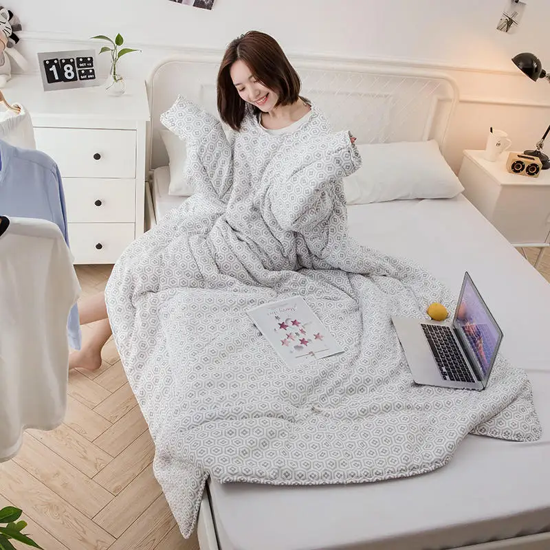 Утолщенное удобное одеяло семейное с рукавами накидка для сна покрывало