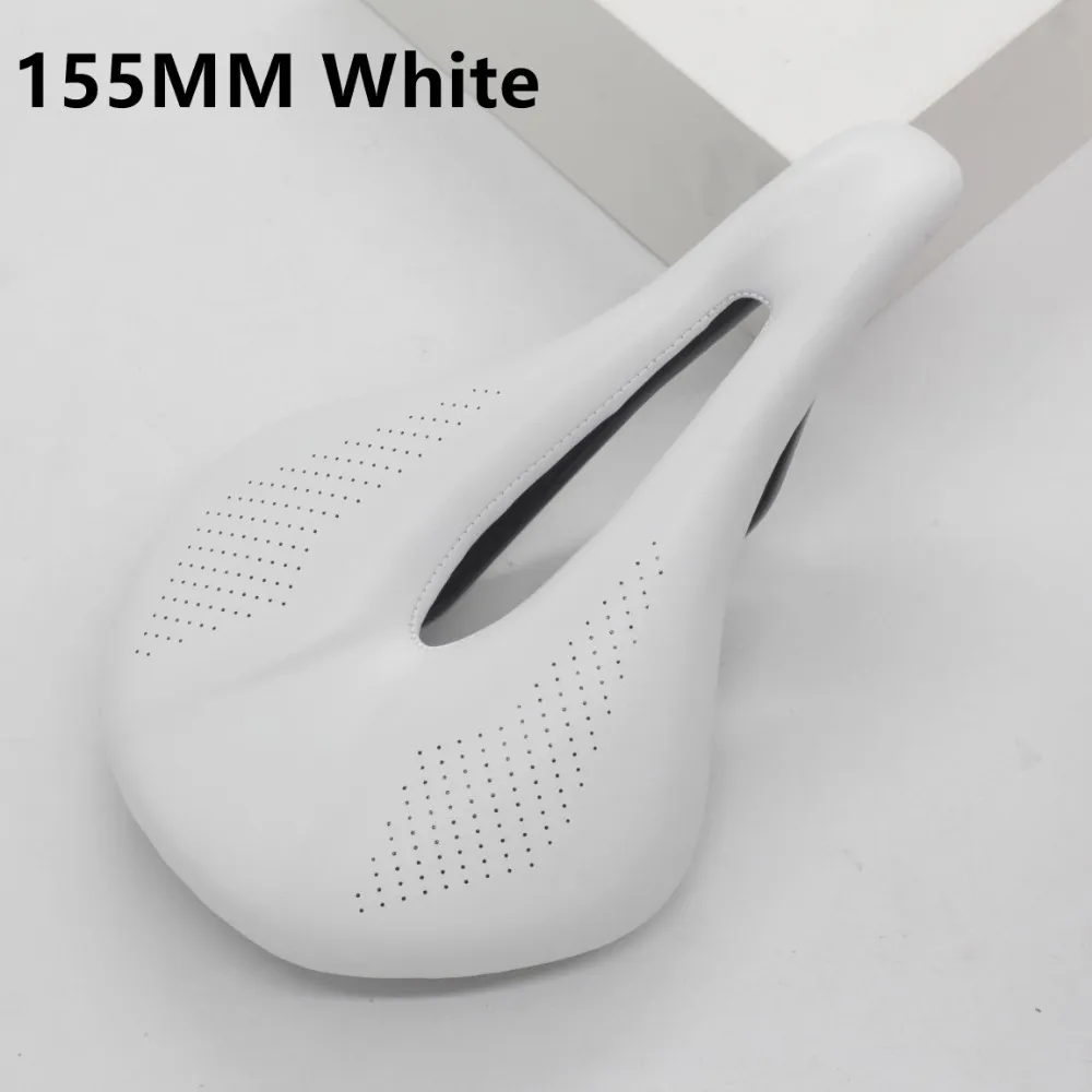 White 155mm 143/155 мм углеродного волокна седло, шоссейный, горный велосипед седло велосипеда для человек Велосипеды седло след комф красного и белого цвета - Цвет: White 155mm