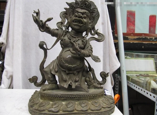 

song voge gem S1190 Tibet Buddhism Pure Bronze Copper made Snake Setrap Chen Vajrapani Buddha Statue