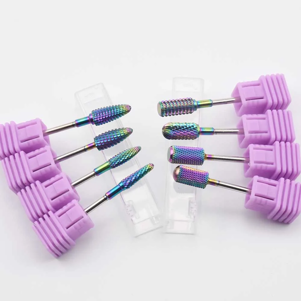 9 Type Rainbow Nail Drill Bit Manicure Tungsten Carbide Burr Bit manicure machine nail accessoiry milling cutter nail file tool