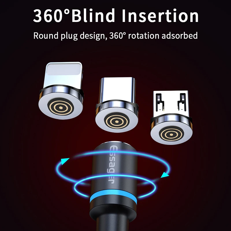 Магнитное зарядное устройство Essager Micro USB кабель для iPhone samsung Android Быстрая зарядка usb type C кабель 3 м type-C шнур Магнитный адаптер