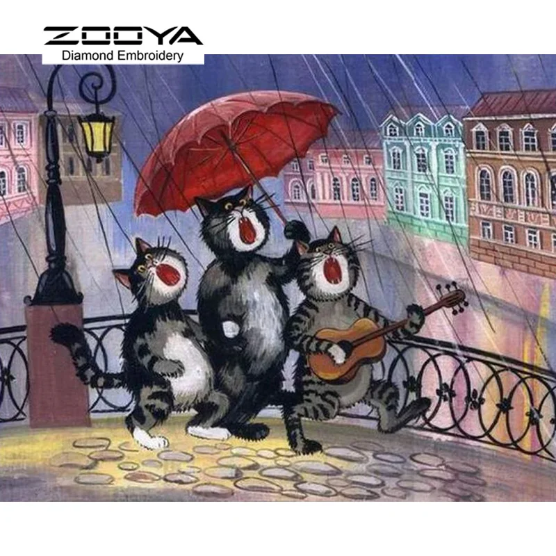 ZOOYA 5d алмазная живопись животное кошка Алмазная вышивка полный набор квадратный