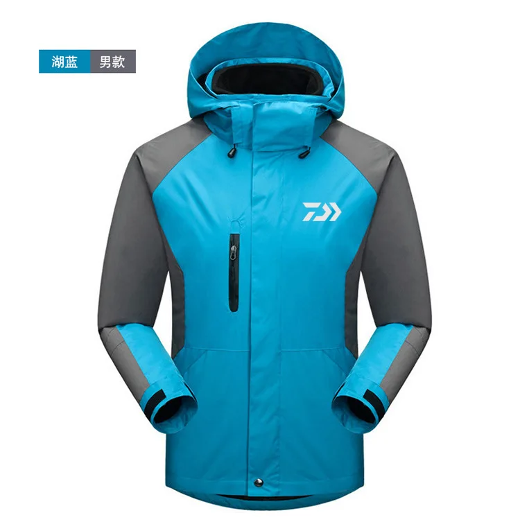 Daiwa Fishing Clothing For Men Women Autumn Winter Waterproof Warm Fishing Jackets Patchwork Hooded Mountaineering Suits