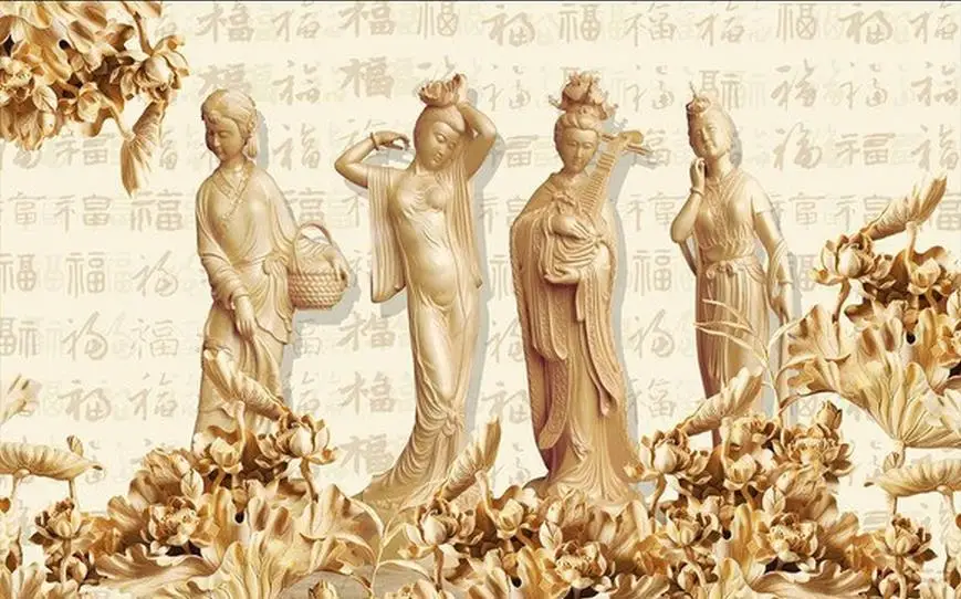 Настенные 3d обои для женщин резьба по дереву фон гостиной ванной|living wallpaper|3d