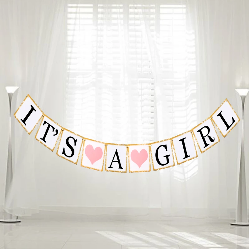 

1Set "IT'S A GIRL" Letter Bunting Flags Wedding Garland Banner Photo Booth Party Photography Props Decoration Events Supplies