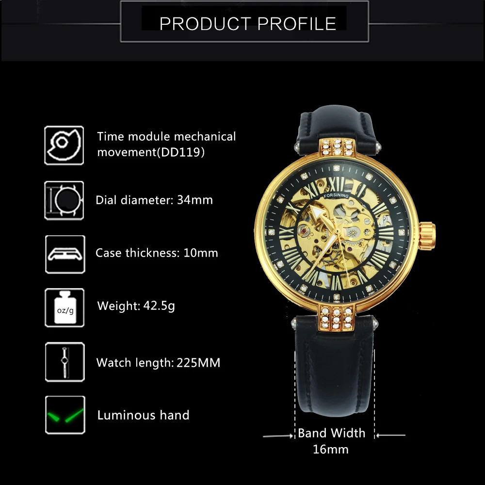 FORSINING 2019 модные элегантные женские часы авто механические бриллиантовое