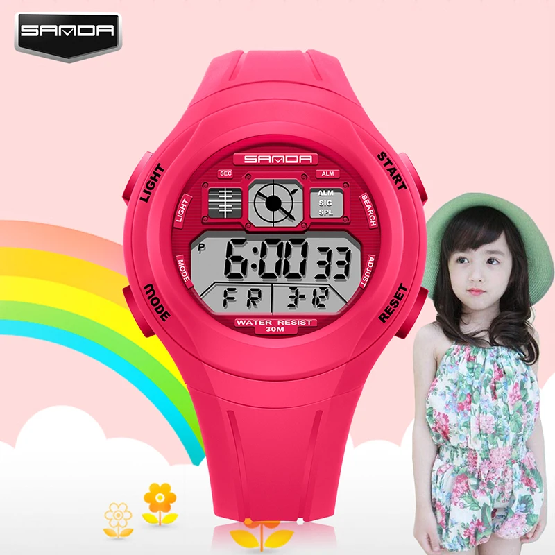 SANDA Top Brand Digital Kids Watch Sport LED Electronic Kid Wristwatch Children Clock Rubber Band Sports Montre Enfant | Наручные часы