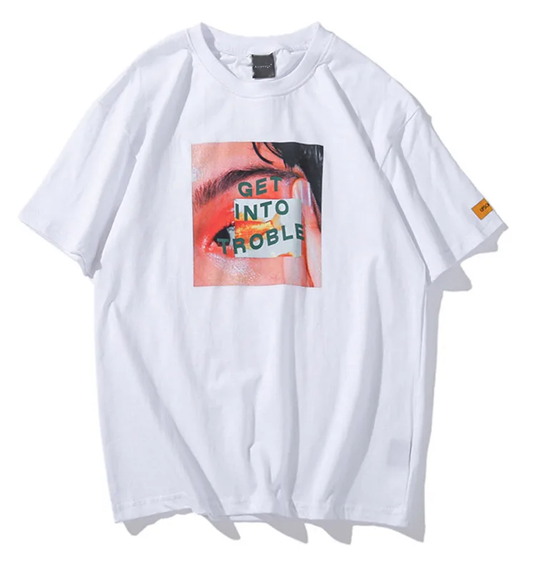 Aolamegs мужские футболки, футболка с принтом глаз, Мужская футболка с круглым вырезом, Повседневная Хип-Хоп Уличная пара футболок, уличная летняя одежда