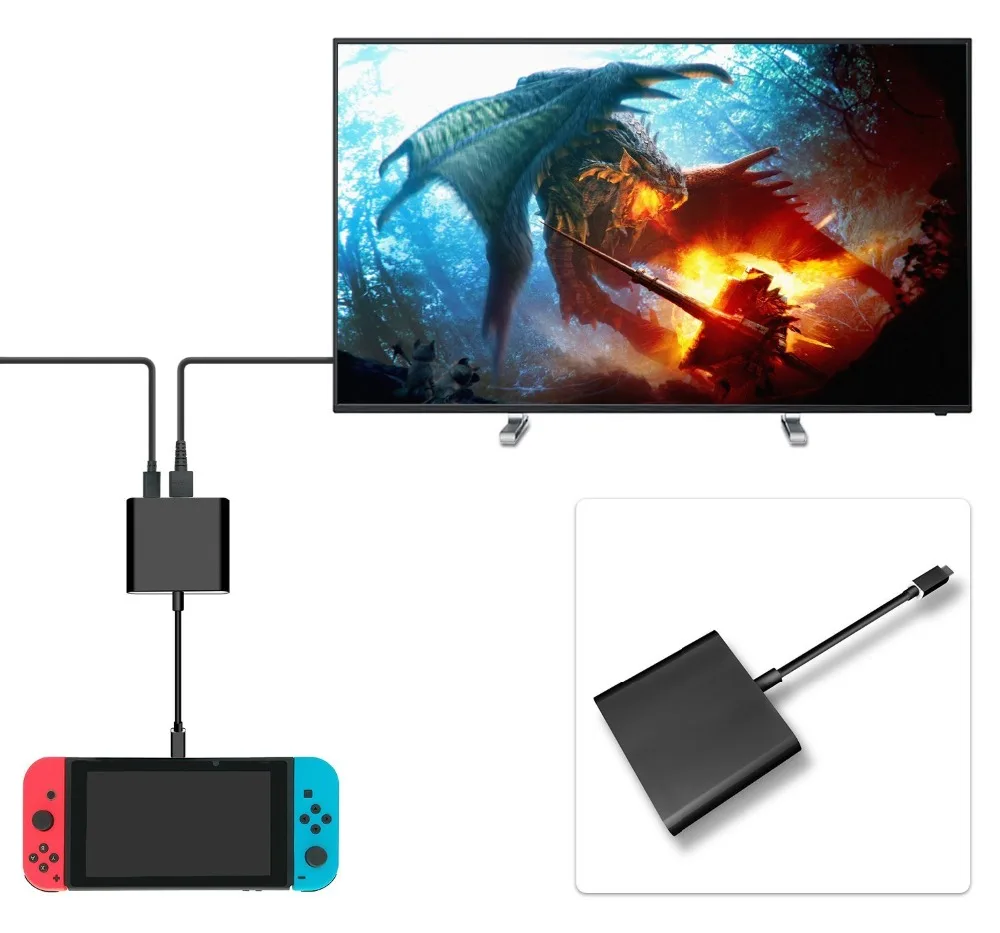 HDMI Тип C концентратор адаптер для nintendo Переключатель конвертер док кабель NS