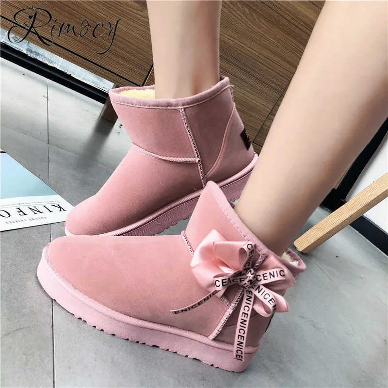 Rimocy/Элегантные женские ботильоны из флока с круглым носком botines mujer зимние