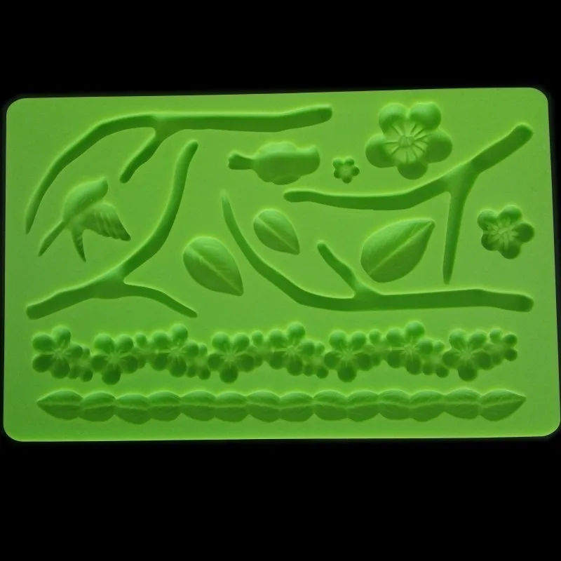 Новый инструмент для помадки форма выпечки в форме цветка листьев ветвей птиц