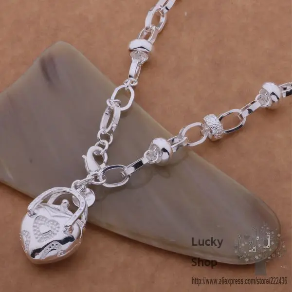 

AN628 925 sterling silver Necklace, 925 silver fashion jewelry Heart lock TO twist necklace / dgcalxja