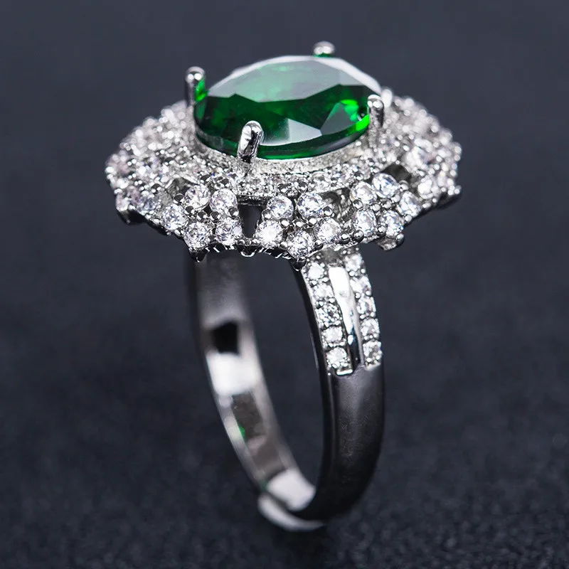 Роскошные женские обручальные кольца большого зеленого и красного