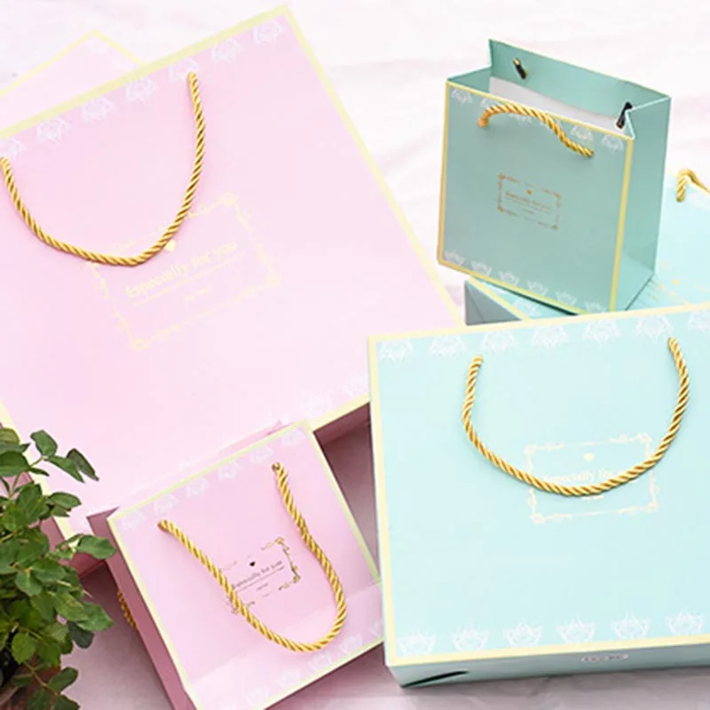 

5pcs/set Birthday Handles Bags Creative Paper Bag Wedding Kraft Candy Boxes Favours Baby Shower Present Bag Party Supply