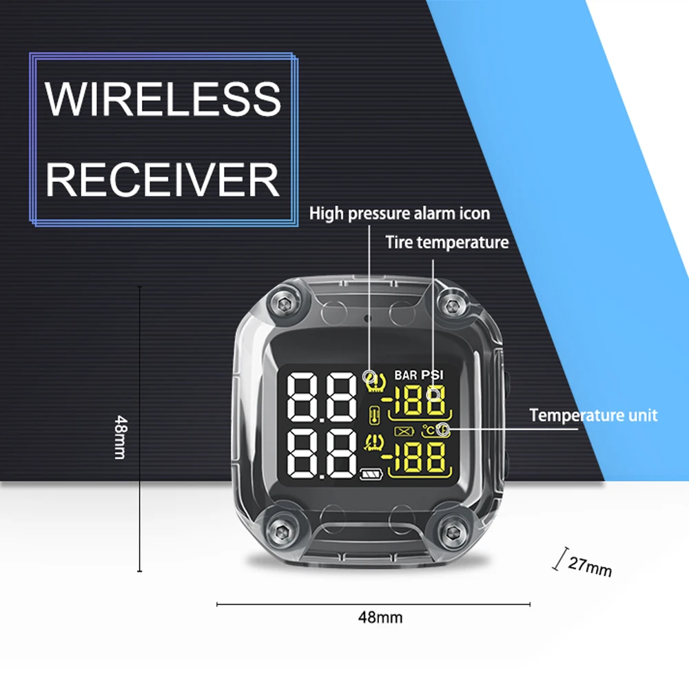 M3-C Wireless Motorcycle TPMS Real Tire Pressure Monitoring System Externe Universal 2 External Internal Sensors LCD Display | Автомобили