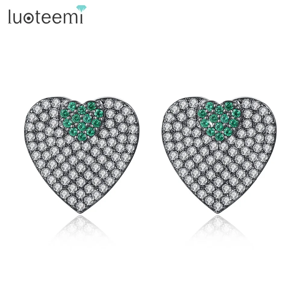 LUOTEEMI новые серьги гвоздики в форме сердца для женщин модные ювелирные изделия