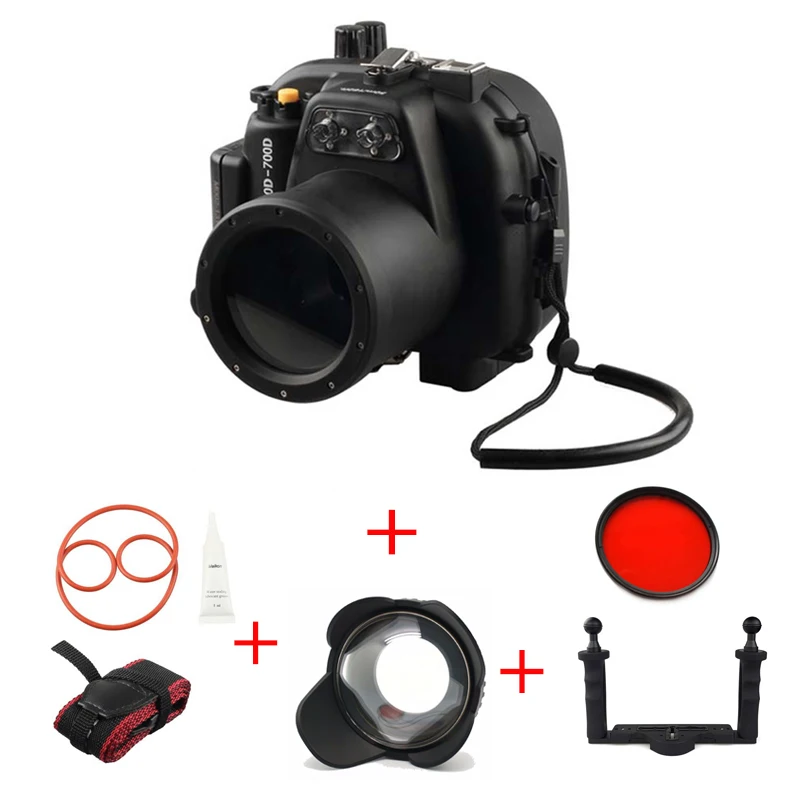 Meikon 40 м/130 футов подводный водонепроницаемый корпус камеры чехол для Canon EOS 650D 700D w/ручка для дайвинга w/рыбий глаз w/Красный фильтр