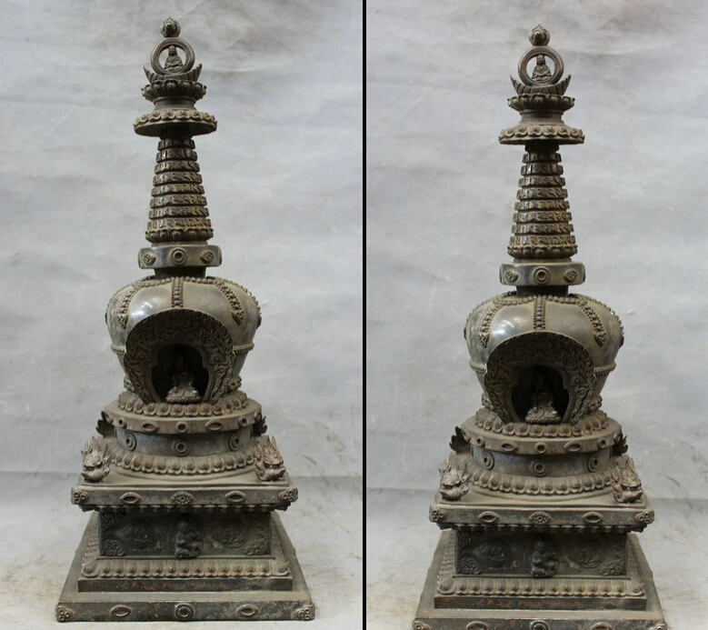 

Песня voge gem S2920 22 "тибетская Чистая Бронза Медь статуя Будды Шакьямуни храм ступа-Башня пагода