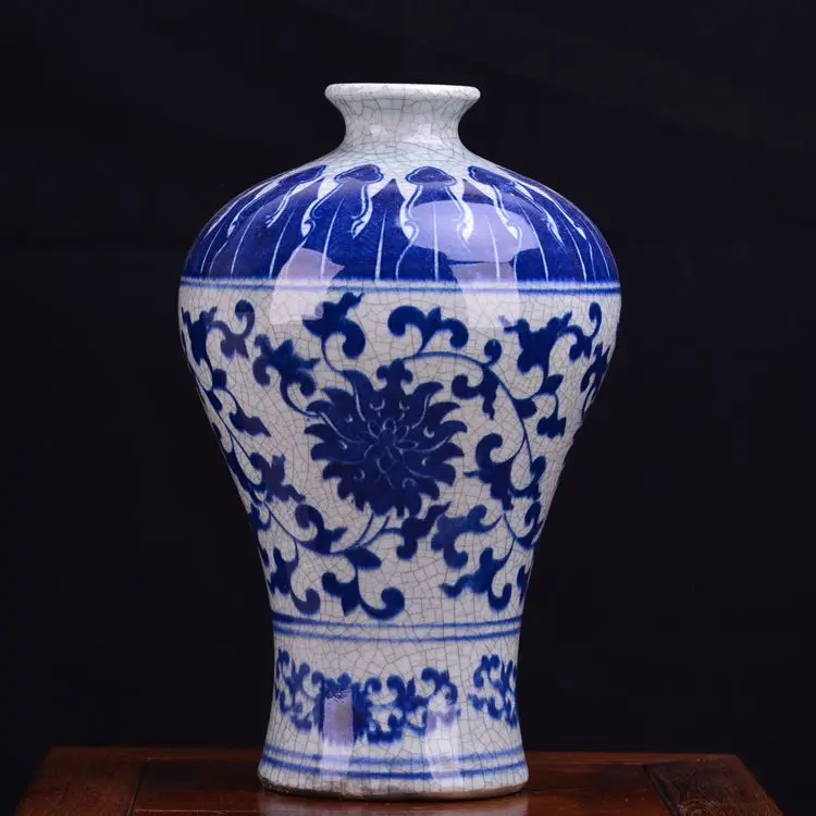 Керамическая антикварная синяя глазурованная ваза с трещинами от Jingdezhen toguan|vases