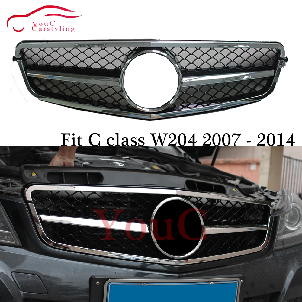 W204 AMG Внешний вид Решетка переднего бампера гриль сетка подходит для Mercedes C class 2007